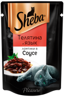 Корм консервированный для взрослых кошек SHEBA Pleasure из телятины и языка, 85г