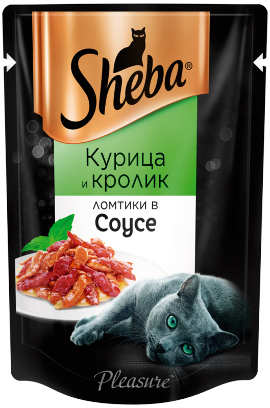 Корм консервированный для кошек SHEBA Pleasure из курицы и кролика, 85г