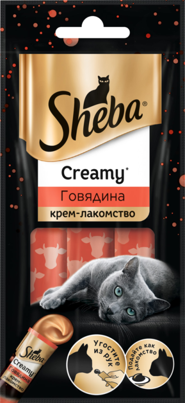 Крем-лакомство для кошек SHEBA Creamy с говядиной, 3x12г Крем-лакомство для кошек SHEBA Creamy с говядиной, 3x12г