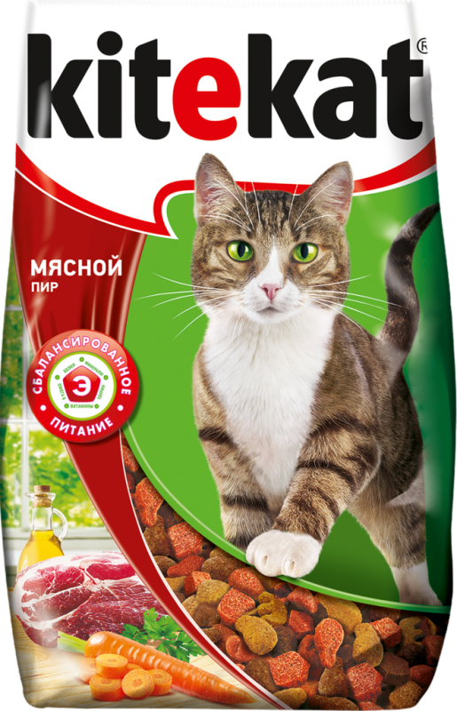 Корм сухой для кошек KITEKAT Мясной пир, 800г Корм сухой для кошек KITEKAT Мясной пир, 800г