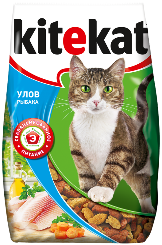 Корм сухой для кошек KITEKAT Улов рыбака, 1,9кг
