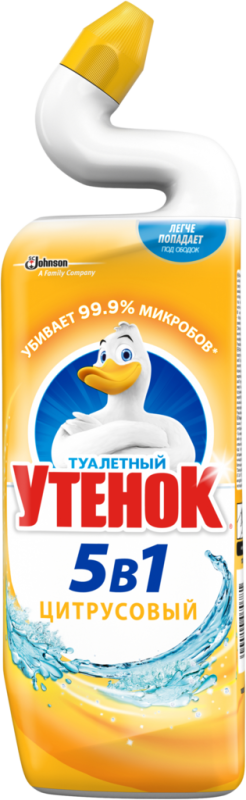Средство для чистки унитаза ТУАЛЕТНЫЙ УТЕНОК 5в1 Цитрус, 900мл