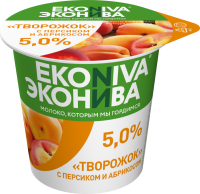 Продукт творожный ЭКОНИВА Персик, абрикос 5%, без змж, 125г