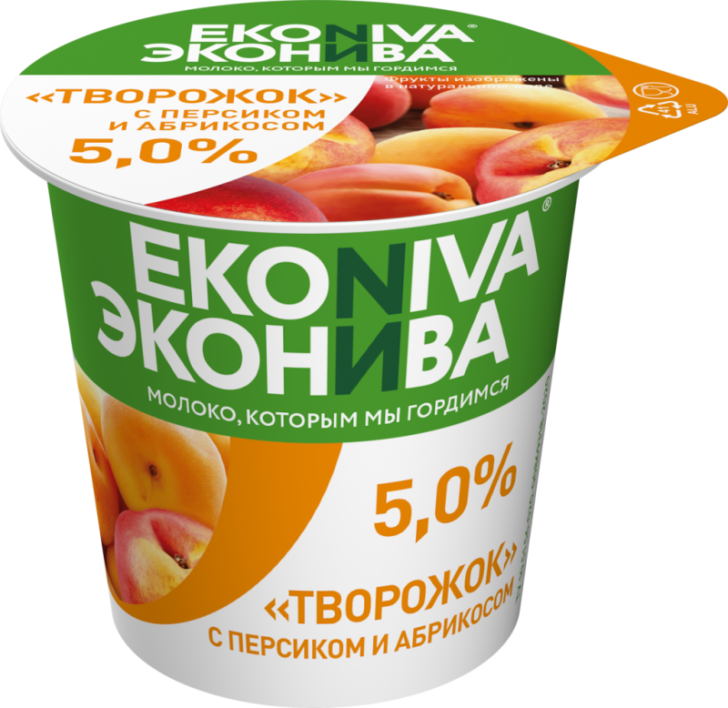 Продукт творожный ЭКОНИВА Персик, абрикос 5%, без змж, 125г Продукт творожный ЭКОНИВА Персик, абрикос 5%, без змж, 125г