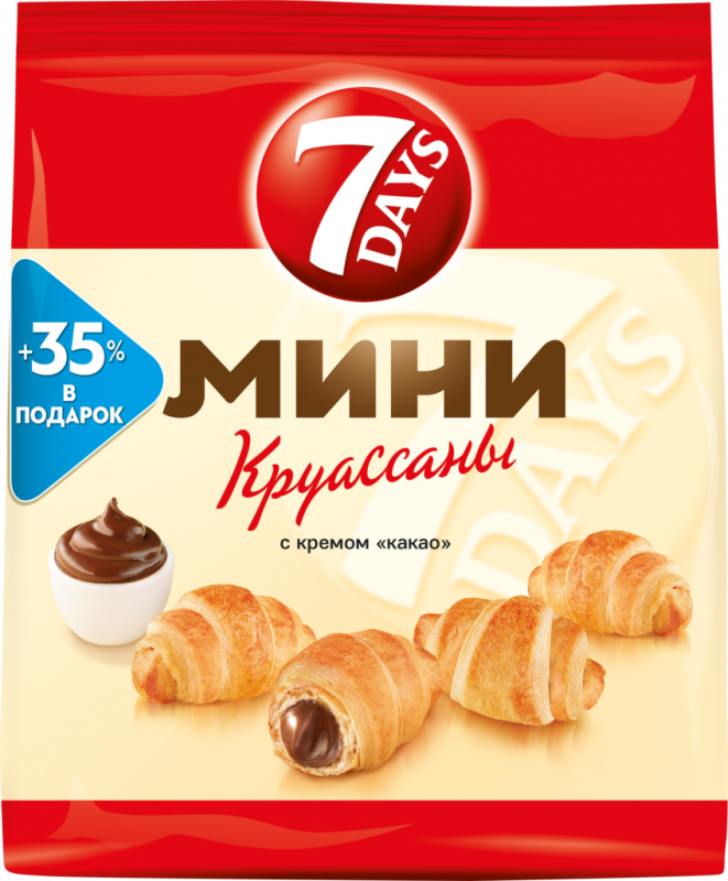 Круассаны 7DAYS Mini с кремом какао, 300г Круассаны 7DAYS Mini с кремом какао, 300г