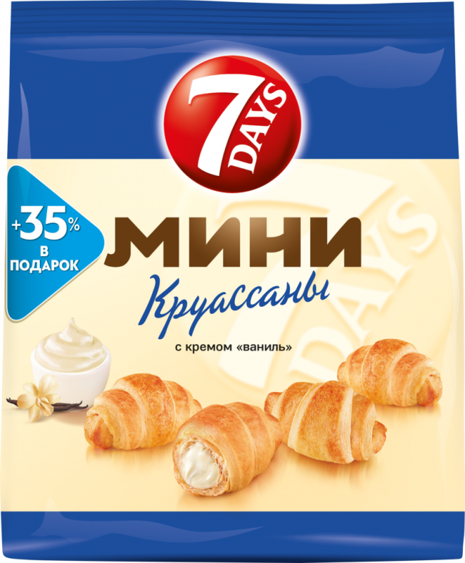 Круассаны 7DAYS Mini с кремом ваниль, 300г Круассаны 7DAYS Mini с кремом ваниль, 300г