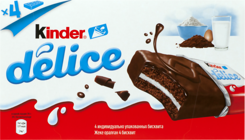 Пирожное бисквитное KINDER Delice с молочной начинкой, 156г Пирожное бисквитное KINDER Delice с молочной начинкой, 156г