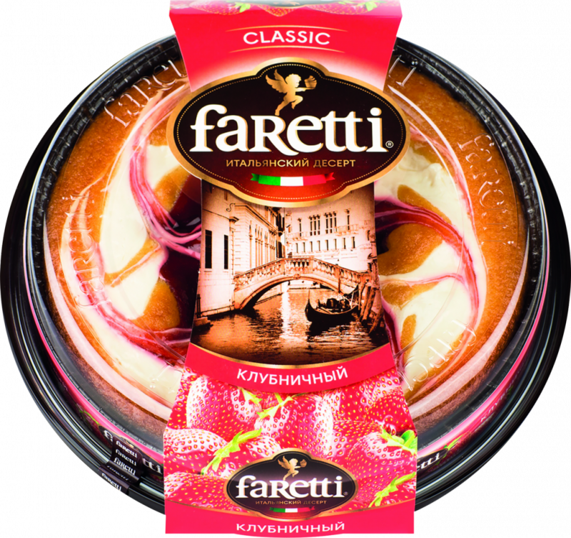 Торт бисквитный FARETTI Клубничный, 400г Торт бисквитный FARETTI Клубничный, 400г