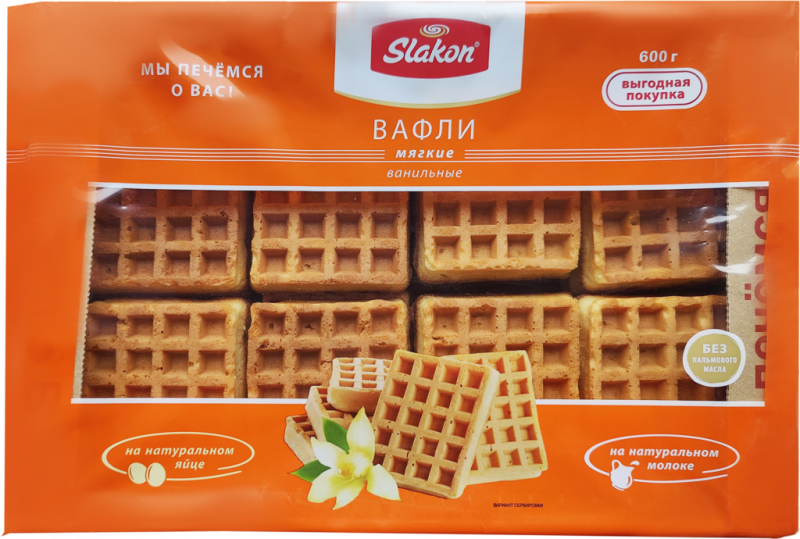Вафли СЛАКОН Мягкие ванильные, 600г Вафли СЛАКОН Мягкие ванильные, 600г
