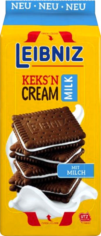 Печенье-сэндвич BAHLSEN Leibniz keks'n cream milk с какао и молочным кремом, 190г