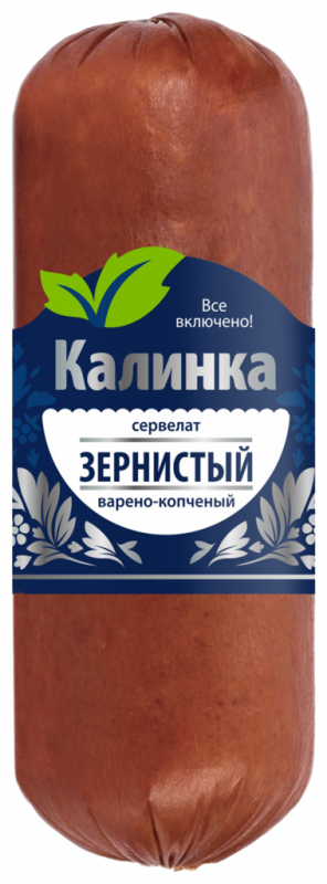 Колбаса копчено-вареная КАЛИНКА Сервелат Зернистый, 330г Колбаса копчено-вареная КАЛИНКА Сервелат Зернистый, 330г
