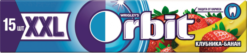 Жевательная резинка ORBIT Клубника банан XXL, 20,4г Жевательная резинка ORBIT Клубника банан XXL, 20,4г