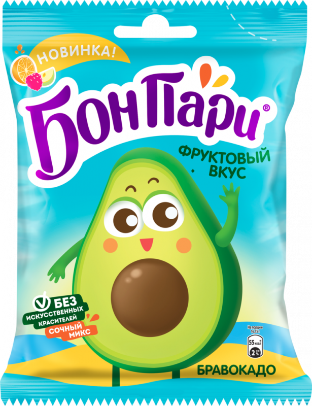 Мармелад жевательный БОН ПАРИ Бравокадо со вкусом фруктов, 100г Мармелад жевательный БОН ПАРИ Бравокадо со вкусом фруктов, 100г