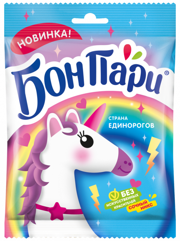 Мармелад жевательный БОН ПАРИ Страна единорогов, 100г Мармелад жевательный БОН ПАРИ Страна единорогов, 100г