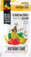 Жевательная резинка DOLCE ALBERO Сюрприз для именинника со вкусом клубники и банана, без сахара, 30г