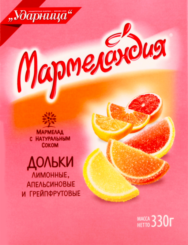 Мармелад МАРМЕЛАНДИЯ Дольки цитрусовое ассорти, 330г Мармелад МАРМЕЛАНДИЯ Дольки цитрусовое ассорти, 330г