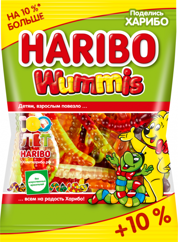 Мармелад жевательный HARIBO Червячки Wummis, 155г Мармелад жевательный HARIBO Червячки Wummis, 155г