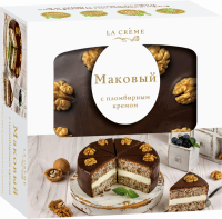 Торт ЛА КРЕМ Маковый с пломбирным кремом, 550г