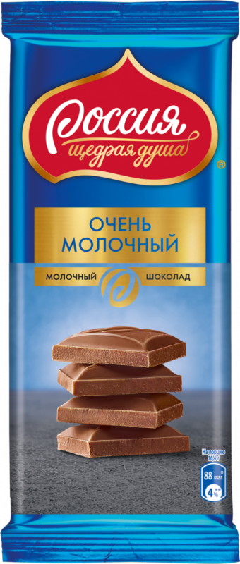Шоколад молочный РОССИЯ ЩЕДРАЯ ДУША, 82г