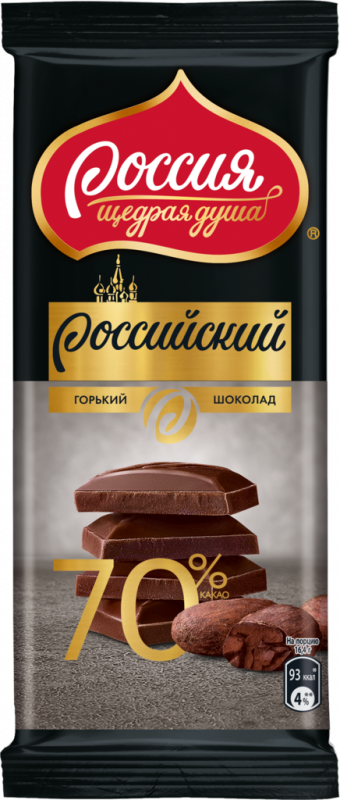Шоколад горький РОССИЯ ЩЕДРАЯ ДУША, 82г Шоколад горький РОССИЯ ЩЕДРАЯ ДУША, 82г