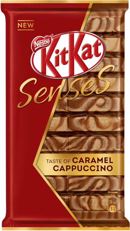 Шоколад KITKAT Senses Caramel Cappuccino белый и молочный шоколад с хрустящей вафлей, 112г