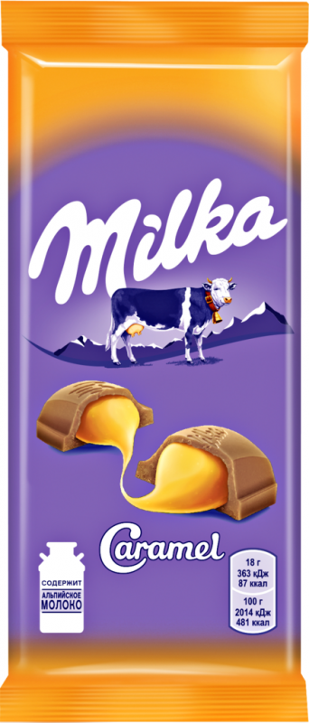 Шоколад молочный MILKA с карамельной начинкой, 90г Шоколад молочный MILKA с карамельной начинкой, 90г
