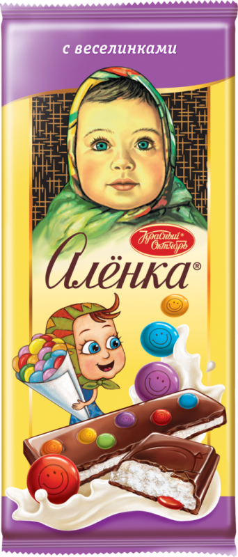 Шоколад молочный АЛЁНКА с молочной начинкой и веселинками, 87г Шоколад молочный АЛЁНКА с молочной начинкой и веселинками, 87г