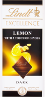 Шоколад темный LINDT Excellence Лимон и Имбирь, 100г
