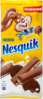 Шоколад молочный NESTLE Nesquik с молочной начинкой и какао-печеньем, 95г