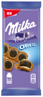 Шоколад молочный MILKA Oreo с круглым печеньем и начинкой со вкусом ванили, 92г