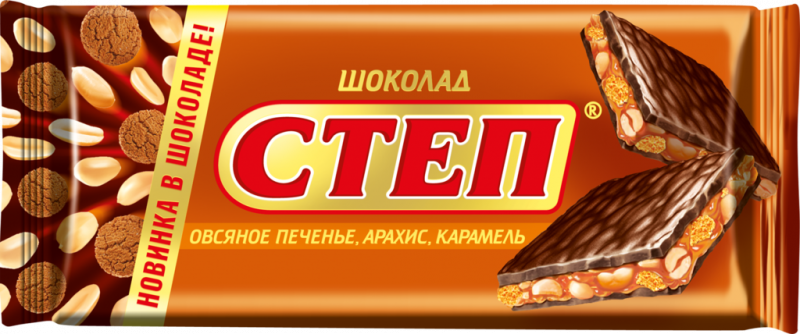 Шоколад СТЕП C овсяным печеньем, арахисом и карамелью