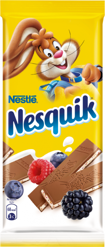 Шоколад молочный NESTLE Nesquik с ягодами и злаками, 100г Шоколад молочный NESTLE Nesquik с ягодами и злаками, 100г