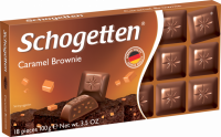 Шоколад молочный SCHOGETTEN Caramel brownie с начинкой брауни и кусочками карамели, 100г