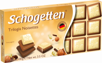 Шоколад SCHOGETTEN Trilogia noisettes с грильяжем, молочным шоколадом, джандуей и фундуком, 100г