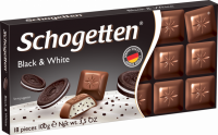 Шоколад молочный SCHOGETTEN Black&White с ванильным кремом, кусочками печенья и какао, 100г
