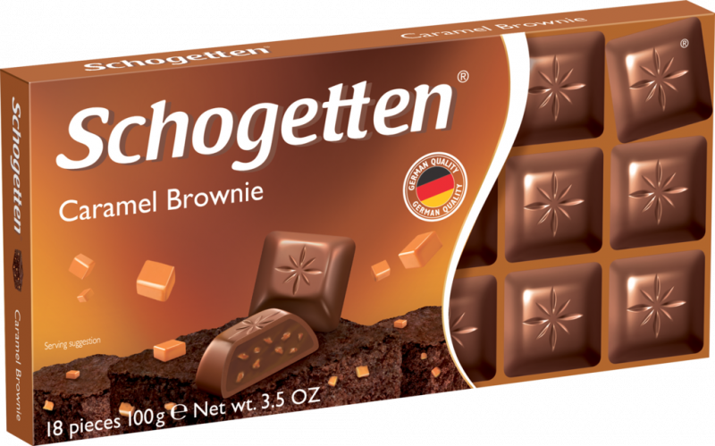 Шоколад молочный SCHOGETTEN Caramel brownie с начинкой брауни и кусочками карамели, 100г Шоколад молочный SCHOGETTEN Caramel brownie с начинкой брауни и кусочками карамели, 100г
