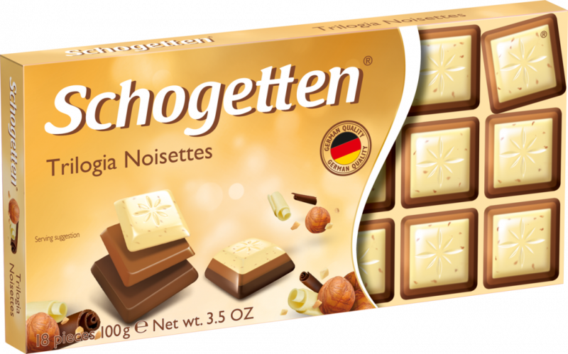 Шоколад SCHOGETTEN Trilogia noisettes с грильяжем, молочным шоколадом, джандуей и фундуком, 100г Шоколад SCHOGETTEN Trilogia noisettes с грильяжем, молочным шоколадом, джандуей и фундуком, 100г