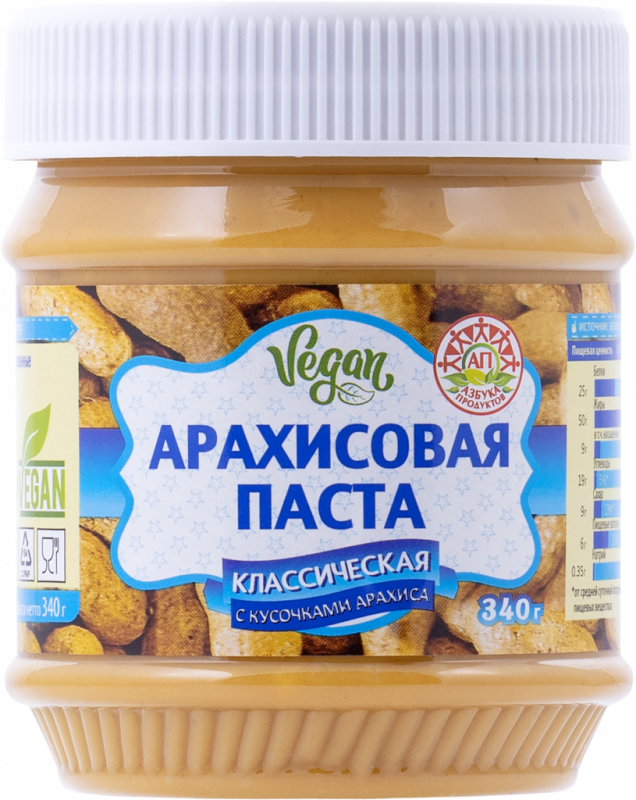 Паста арахисовая АЗБУКА ПРОДУКТОВ Классическая c кусочками Паста арахисовая АЗБУКА ПРОДУКТОВ Классическая c кусочками