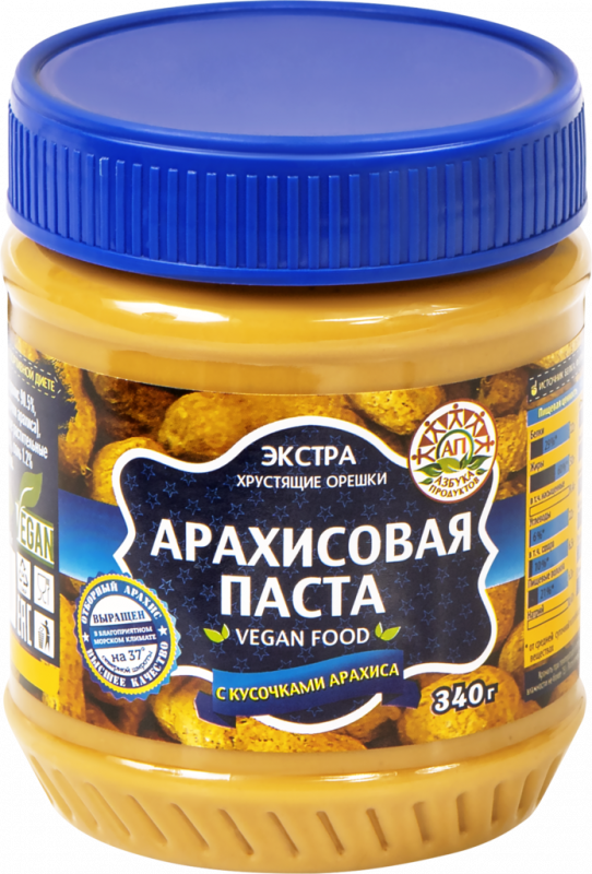 Паста арахисовая АЗБУКА ПРОДУКТОВ Экстра с кусочками Паста арахисовая АЗБУКА ПРОДУКТОВ Экстра с кусочками