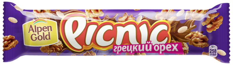 Шоколадный батончик PICNIC Грецкий орех, 52г