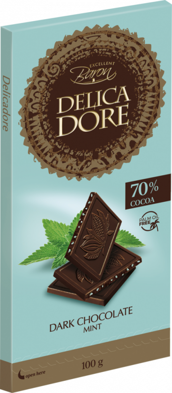 Шоколад Delicadore 70% какао с мятной крошкой, 100г Шоколад Delicadore 70% какао с мятной крошкой, 100г