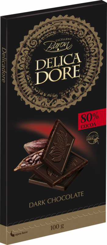 Шоколад Delicadore 80% какао, 100г Шоколад Delicadore 80% какао, 100г