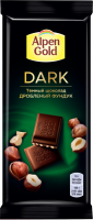 Шоколад темный ALPEN GOLD Dark с дробленым фундуком, 80г