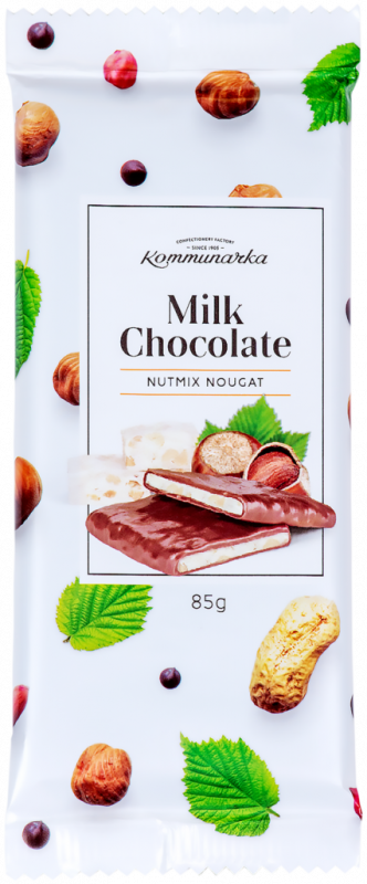 Шоколад молочный КОММУНАРКА с ореховой нугой, 85г