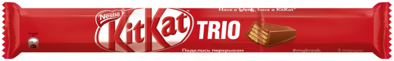 Батончик шоколадный KITKAT Trio с хрустящей вафлей, 87г Батончик шоколадный KITKAT Trio с хрустящей вафлей, 87г