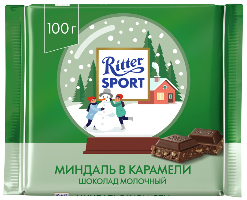 Шоколад RITTER SPORT Миндаль в карамели мол. с карамелизир. дробл. миндалем Шоколад RITTER SPORT Миндаль в карамели мол. с карамелизир. дробл. миндалем