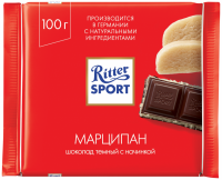 Шоколад темный RITTER SPORT с благородным марципаном, 100г