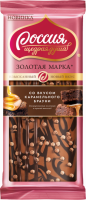 Шоколад РОССИЯ ЩЕДРАЯ ДУША Золотая марка, молочный с горьким, со вкусом карамельного брауни, 80г
