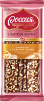Шоколад РОССИЯ ЩЕДРАЯ ДУША Золотая марка, молочный с белым, с карамелью, соленым арахисом, 80г