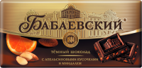 Шоколад темный БАБАЕВСКИЙ с апельсиновыми кусочками и миндалем, 100г